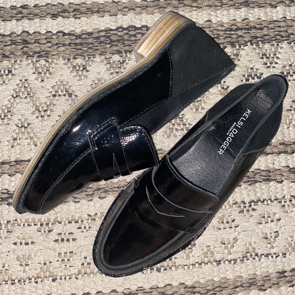 Kelsi Dagger Woodside Black Leather Penny Loafer